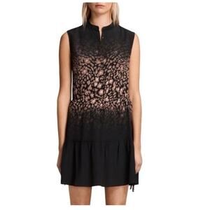 AllSaints Lin Lyos Silk Leopard Sleeveless Dress size 4